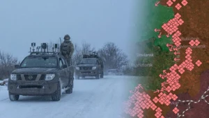 Ukraińscy żołnierze patrolują rejon Donbasu. Grafika ilustracyjna