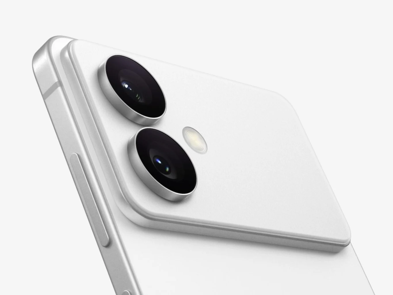 Tak miał wyglądać Samsung Galaxy S26 Edge, ale producent rzekomo go anulował. Zbliżenie na tylną część białego smartfona z dwoma dużymi obiektywami aparatów oraz lampą błyskową, widoczne minimalistyczne wzornictwo urządzenia.