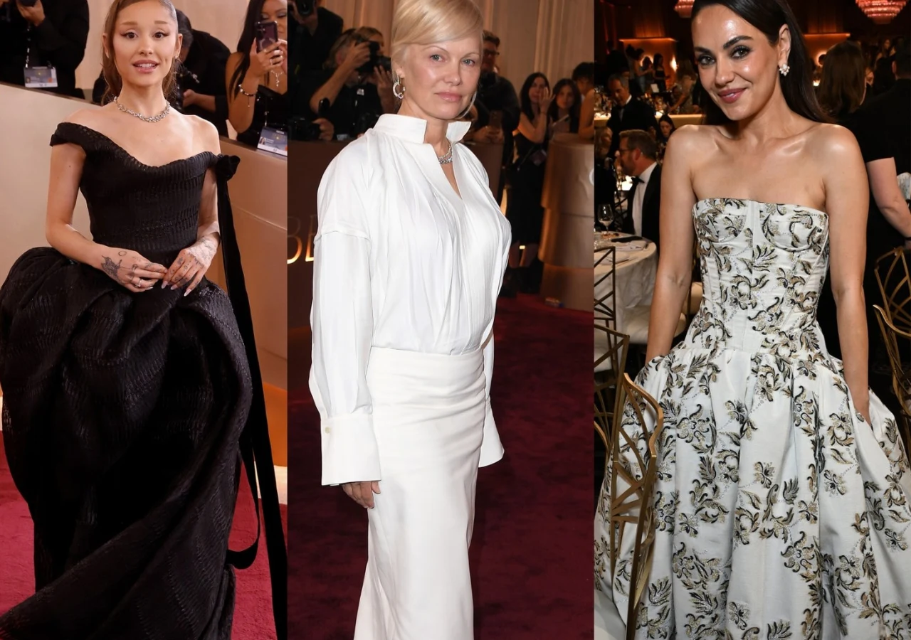 Jennifer Lawrence, Ariana Grande, Pamela Anderson, Mila Kunis na Złotych Globach