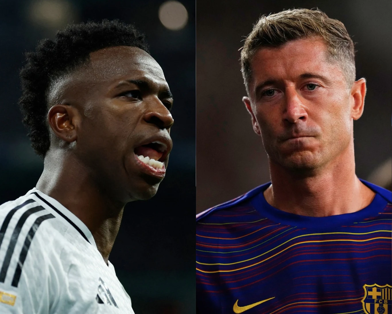 Vinicius Junior i Robert Lewandowski Vinicius Junior i Robert Lewandowski w klubowych koszulkach