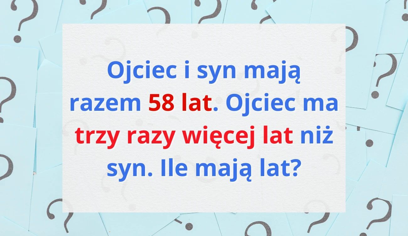 Zagadka logiczna, która sprawia kłopoty. Ile lat ma ojciec i syn? Zagadka logiczna, która sprawia kłopoty. Ile lat ma ojciec i syn?