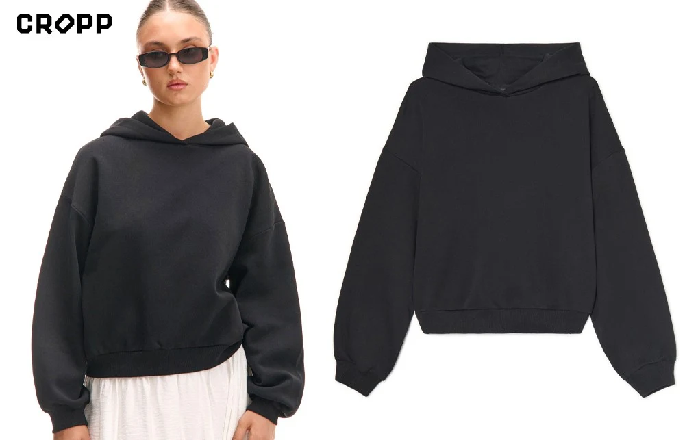 Czarne bluzy oversize z kapturem Czarne bluzy oversize z kapturem