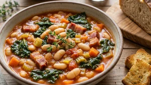 Esencja Północy, czyli pożywna zupa fasolowa z wędzonym boczkiem i jarmużem