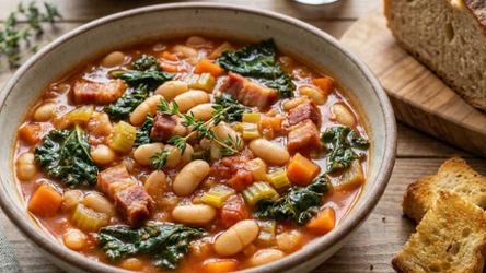 Esencja Północy, czyli pożywna zupa fasolowa z wędzonym boczkiem i jarmużem