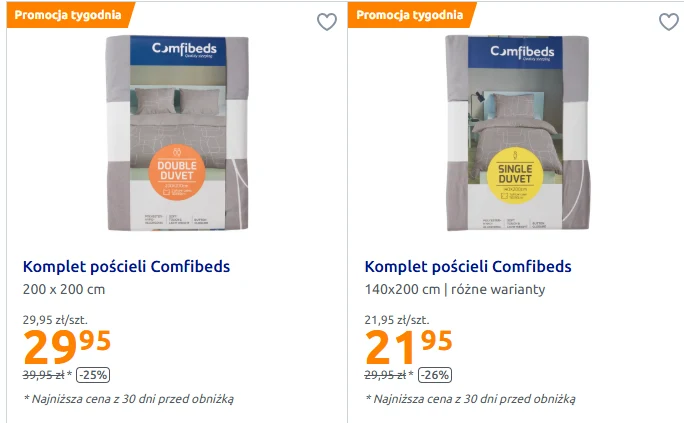 Komplet pościeli Comfibeds w promocji tygodnia - tylko 21,95 zł i 29,95 zł