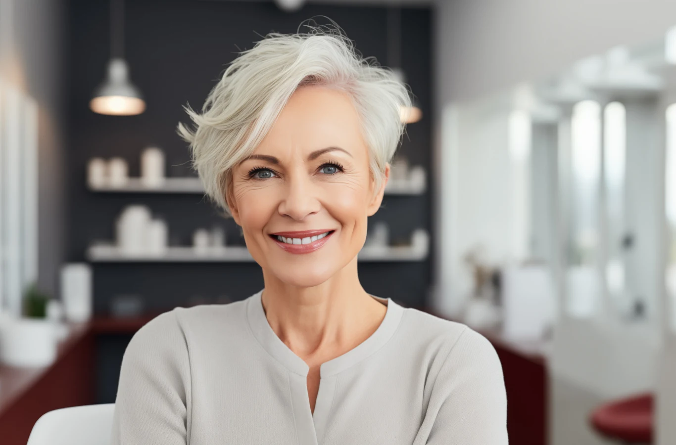 Elegancja w krótkich włosach lubi czysty, świetlisty kolor