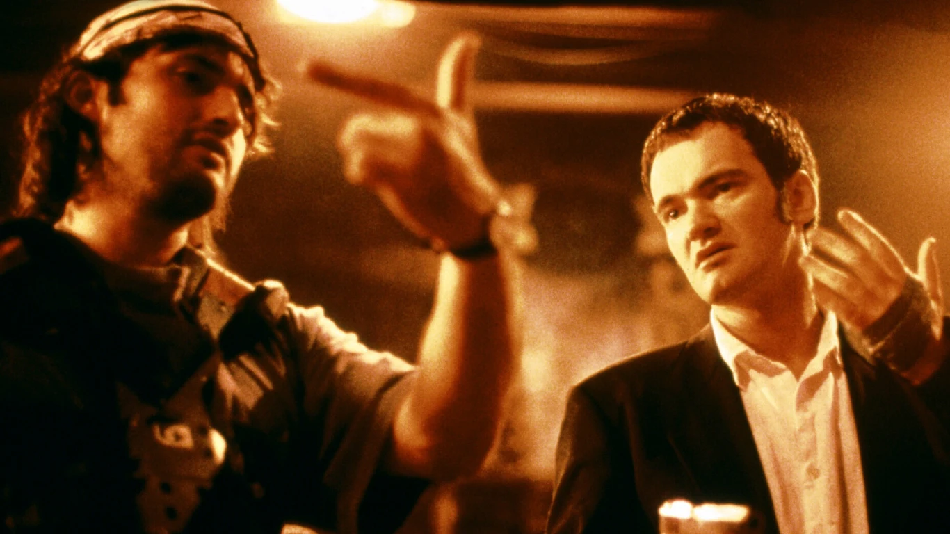Robert Rodriguez i Quentin Tarantino na planie filmu "Od zmierzchu do świtu"