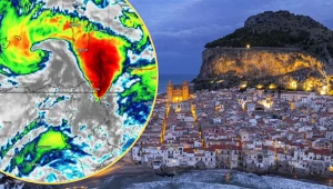 Wielkie zagrożenie na Sycylii, w wyspę uderzy cyklon Harry. Na zdj. panorama Cefalu