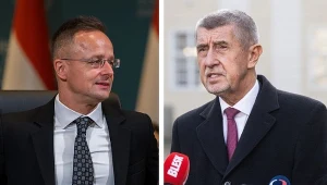 Od lewej: szef MSZ Węgier Peter Szijjarto i Andrej Babisz, premier Czech
