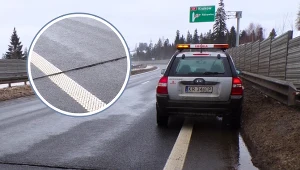 Na nowej Zakopiance w kilku miejscach pojawiły się biegnące w poprzek drogi pęknięcia