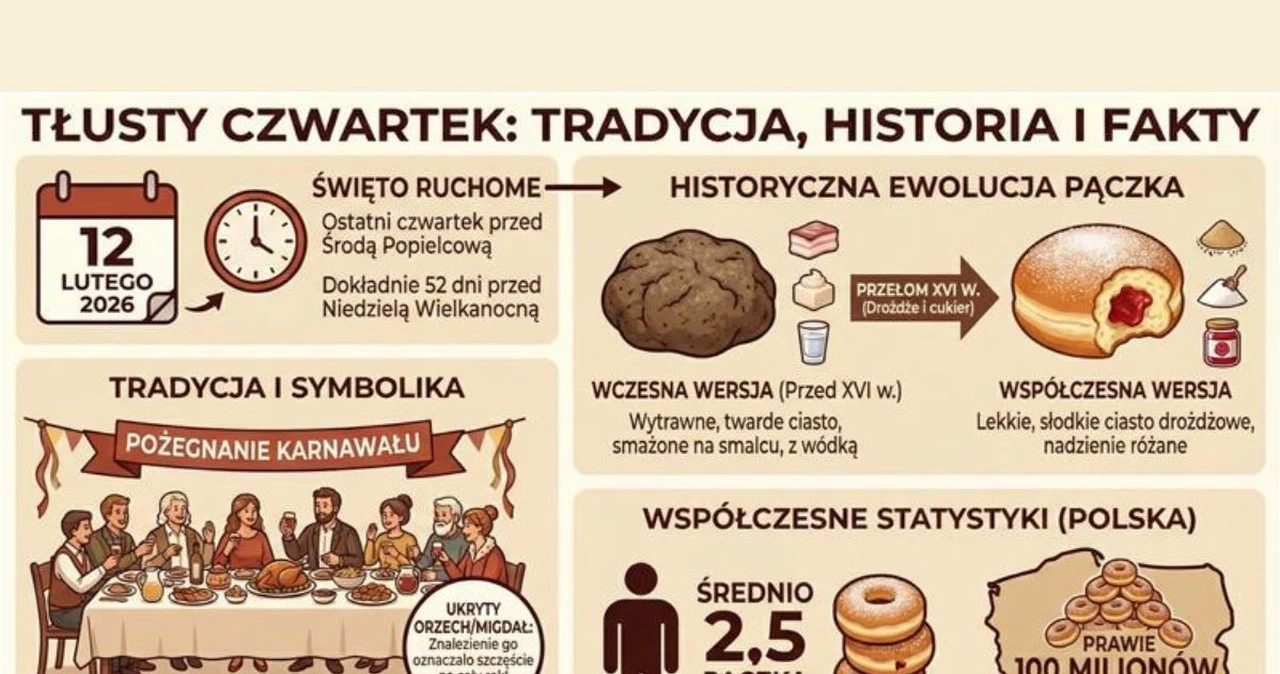 Tłusty Czwartek 2026 – kiedy wypada? Data, tradycje i historia pączka