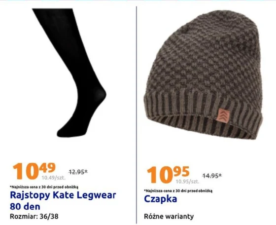Rajstopy Kate Legwear 80 den za 10,49 zł, czapka różne warianty za 10,95 zł w Action Rajstopy Kate Legwear 80 den za 10,49 zł, czapka różne warianty za 10,95 zł w Action