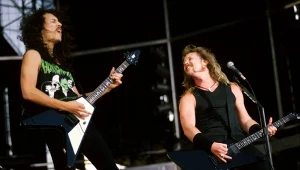 Kirk Hammett i James Hetfield w 1991 roku