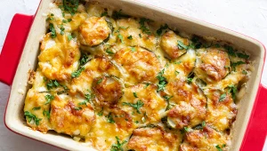 zapiekanka z warzywami i serem na wierzchu