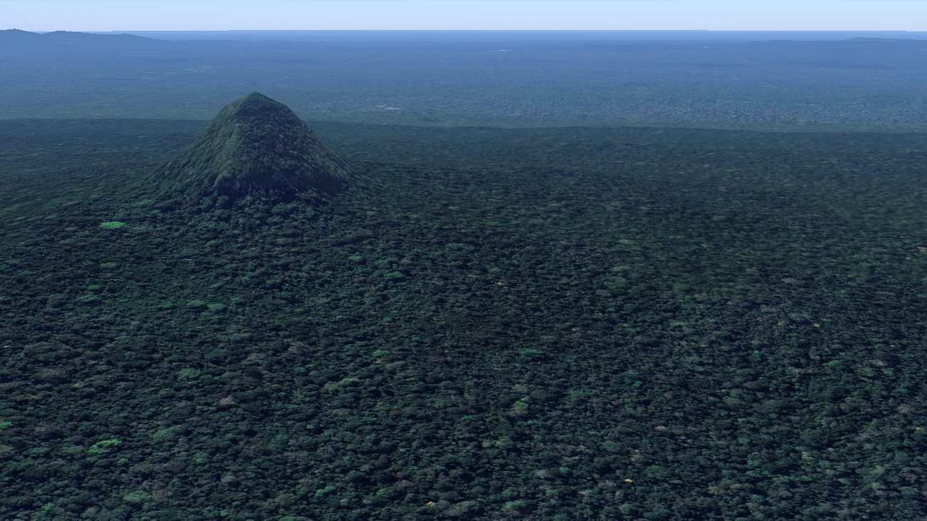Cerro El Cono nazywane jest też Montaña Cónica. Tylko jeden samotny wzgórze wznosi się ponad gęstą, zieloną dżunglę, ciągnącą się aż po horyzont.
