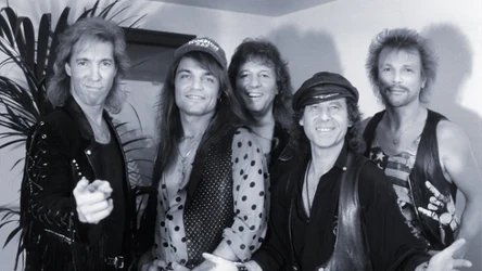 Scorpions w 1991 r. - od lewej: Francis Buchholz, Matthias Jabs, Herman Rarebell, Klaus Meine i Rudolf Schenker