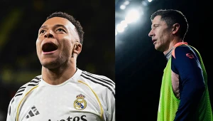 Na zdjęciu gwiazdor Realu Madryt Kylian Mbappe oraz snajper FC Barcelona - Robert Lewandowski