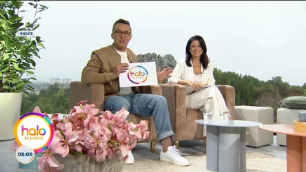 Kasia Cichopek i Maciej Kurzajewski w plenerowym studio "halo tu polsat" w kieleckiej Kadzielni