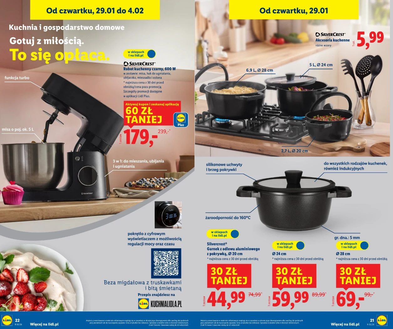 Superoferta Lidla na sprzęt do kuchni: robot kuchenny SilverCrest taniej z kuponem Lidl Plus oraz garnki z odlewu aluminium z obniżką