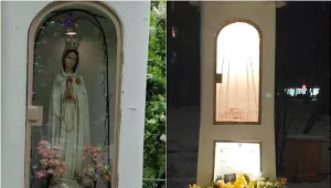 Policjanci szukają sprawcy, który ukradł figurkę Matki Bożej Róży Duchownej z kapliczki przy ulicy Wysockiego na Targówku