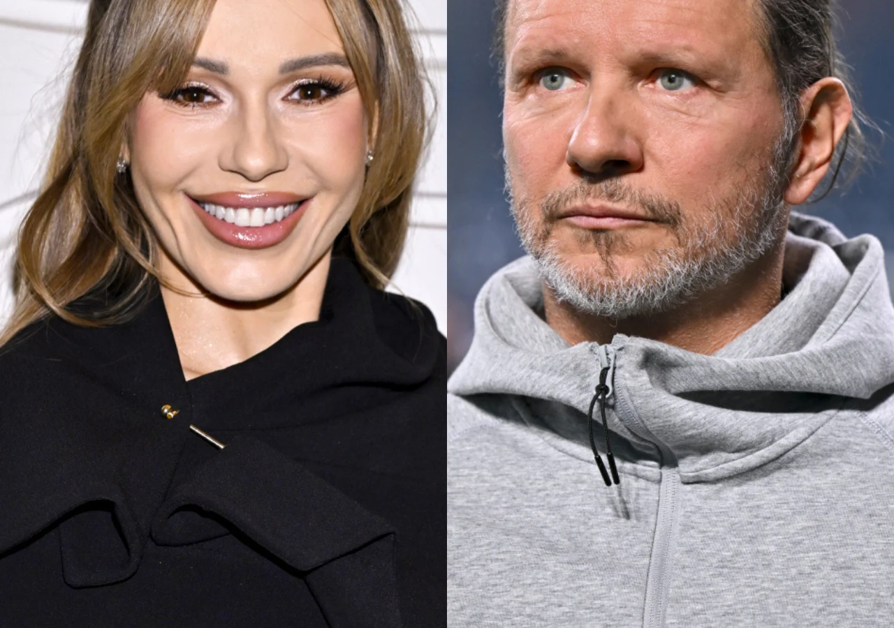 Doda, Radosław Majdan Dwie osoby ustawione obok siebie w podziale na dwie części, z lewej strony kobieta z długimi, jasnobrązowymi włosami, uśmiechnięta, w ciemnym ubraniu, z prawej strony mężczyzna z zarostem, krótkimi włosami, ubrany w jasną bluzę z kapturem i zamkniętym ...