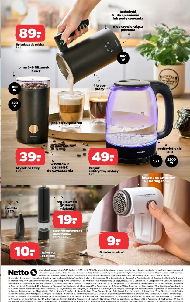 Sprzęt do kawy w promocji Netto: młynek za 39 zł i spieniacz do mleka za 89 zł Sprzęt do kawy w promocji Netto: młynek za 39 zł i spieniacz do mleka za 89 zł