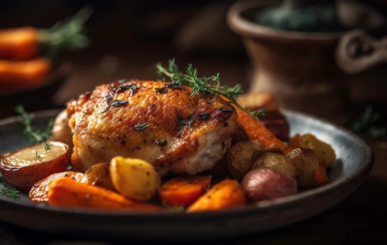 Faszerowane udko z kurczaka z pieczonymi ziemniakami