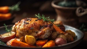 Faszerowane udko z kurczaka z pieczonymi ziemniakami