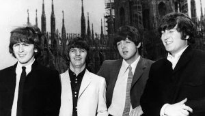 The Beatles w 1965 r. w Mediolanie - od lewej: George Harrison, Ringo Starr, Paul McCartney i John Lennon