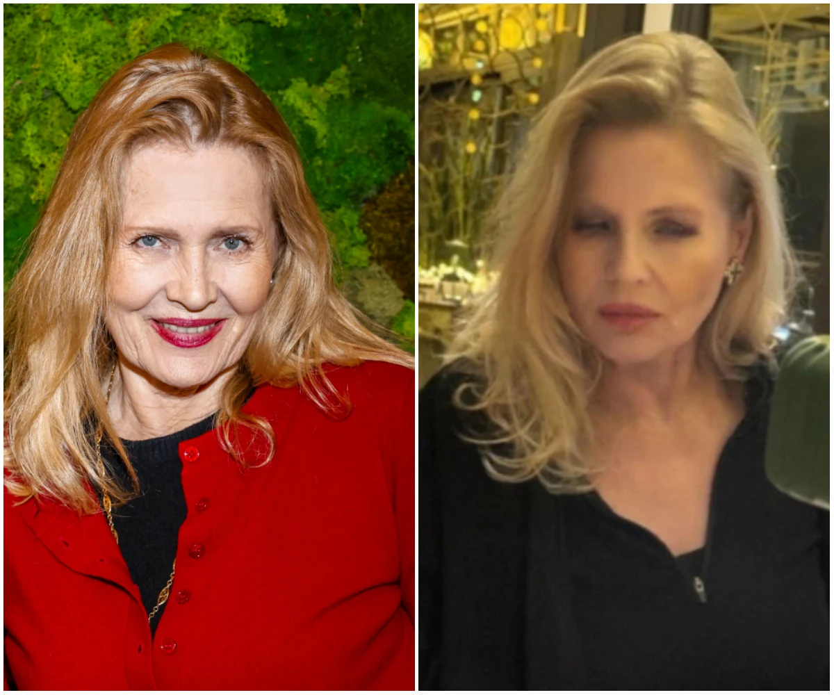 Grażyna Szapołowska, fot. https://www.instagram.com/grazyna_szapolowska/ Dwie kobiety o blond włosach, obie ubrane w ciemne ubrania – jedna w czerwony sweter i czarną bluzkę, druga w czarną bluzkę. W tle zielony mech oraz nowoczesne wnętrze z dekoracjami.