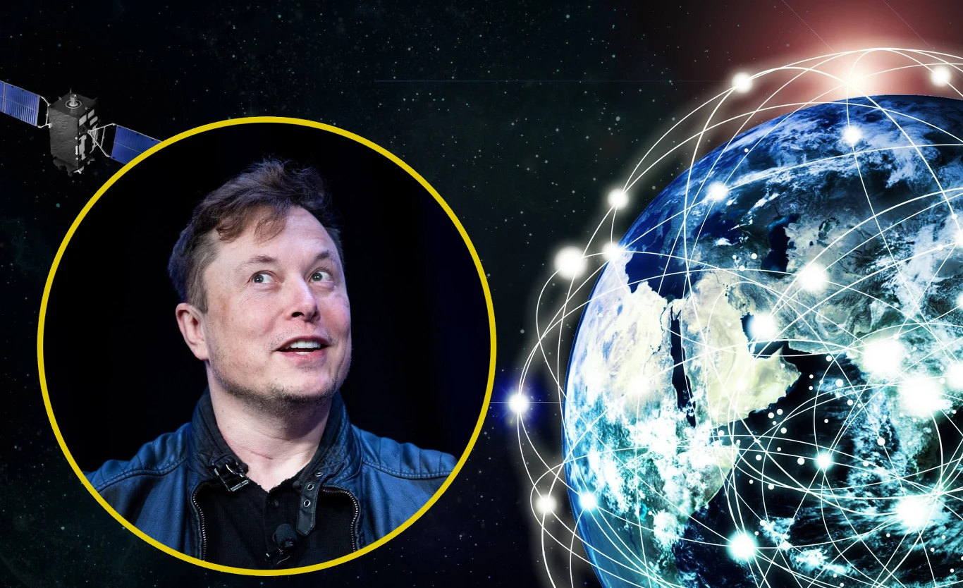 SpaceX ogłosił przejęcie xAI. Elon Musk wystrzeli w kosmos centra danych AI Portret mężczyzny na tle grafiki przedstawiającej Ziemię pokrytą siatką połączeń oraz satelitę na ciemnym tle kosmosu, całość sugeruje tematykę globalnej łączności satelitarnej.