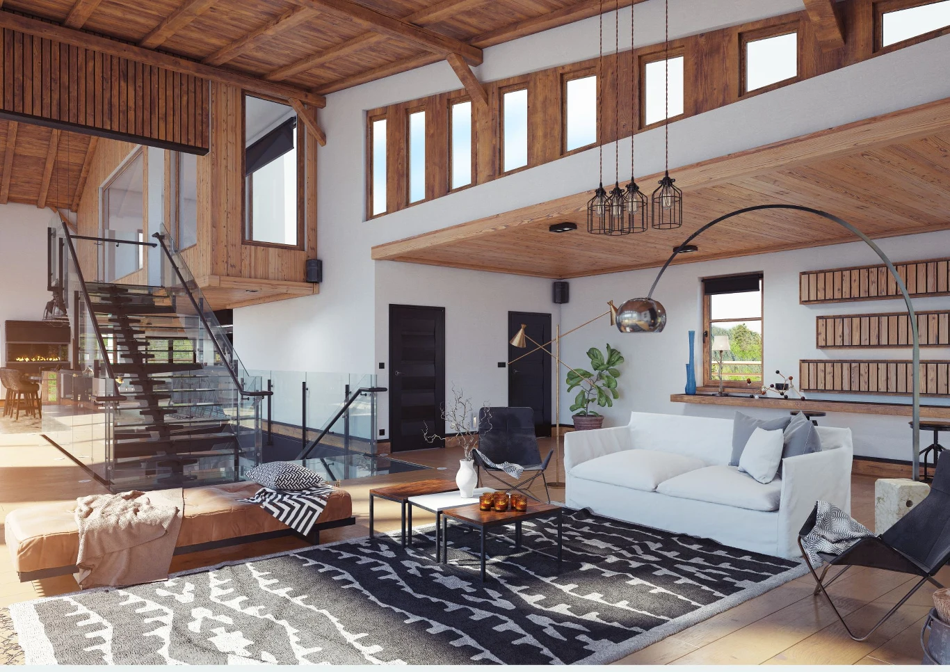 Styl chalet nawiązuje do ciepłych, rustykalnych wnętrz górskich domków wypoczynkowych