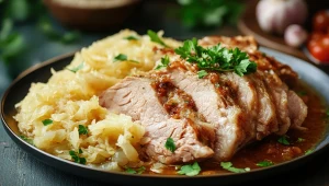 Schab duszony na kapuście