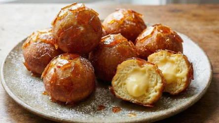 Serowe pączki z kremem i karmelem  