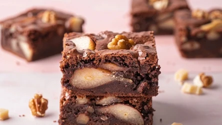 To ciasto to połączenie sernika z brownie, świetnie pasują do niego gruszki 
