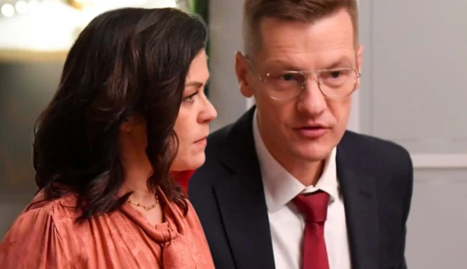 Katarzyna Cichopek i Marcin Mroczek na planie serialu "M jak miłość"