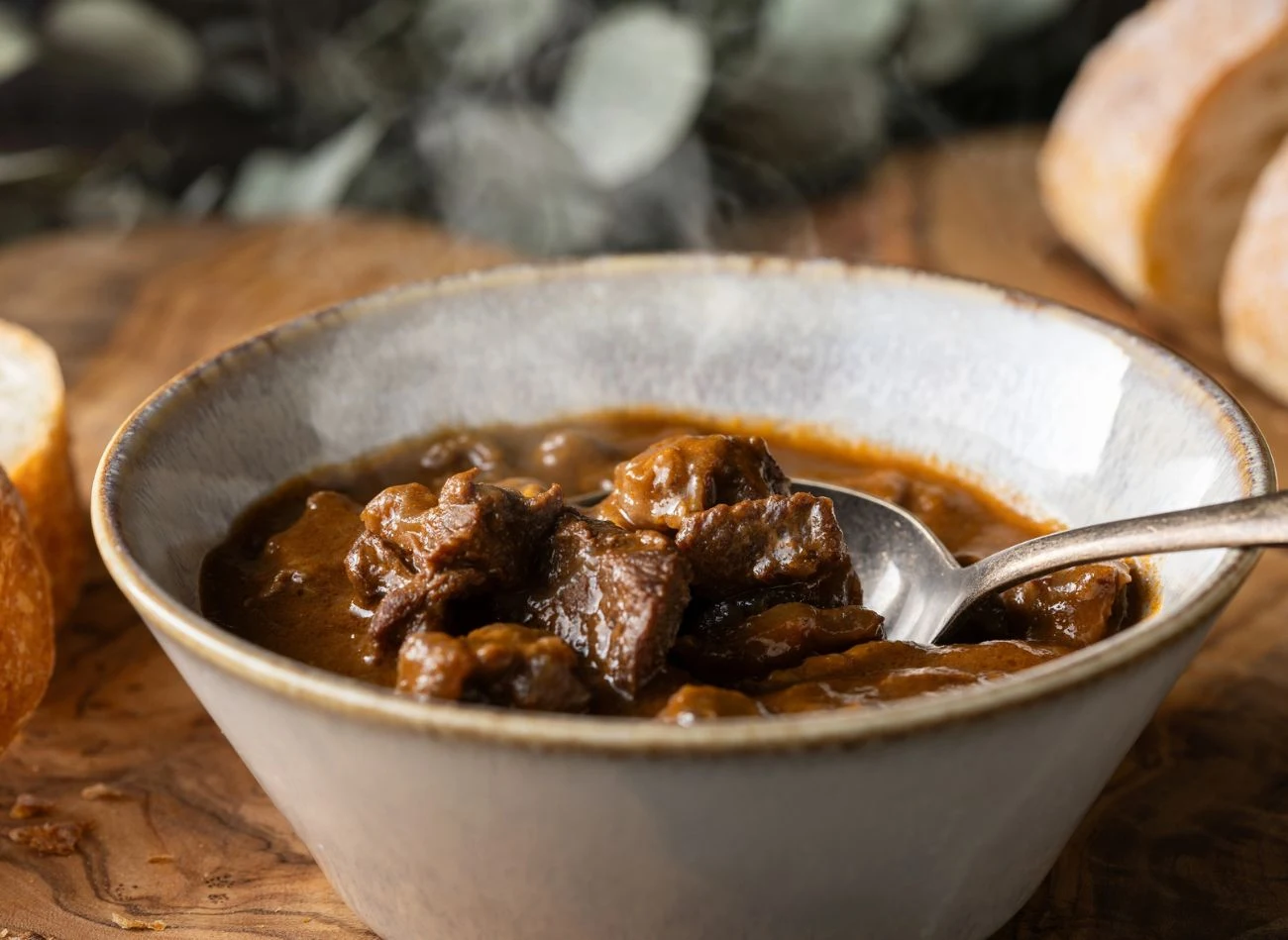 Mięso w gulaszu, zwłaszcza wołowe, często jest twarde. Jest prosty sposób, by je zmiękczyć. Mięso w gulaszu, zwłaszcza wołowe, często jest twarde. Jest prosty sposób, by je zmiękczyć.