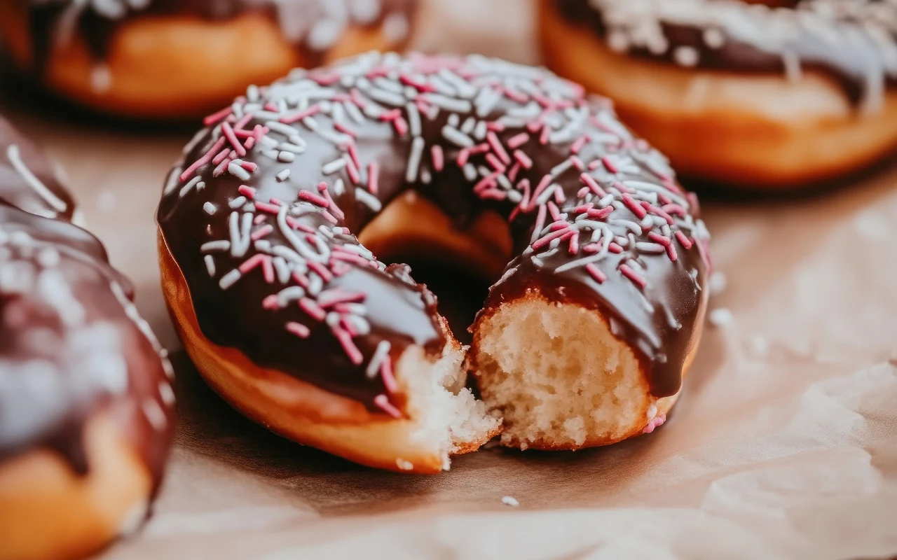 Oponki pieczone w piekarniku możesz dowolnie dekorować - pudrem, lukrem, albo polewą z kolorową posypką