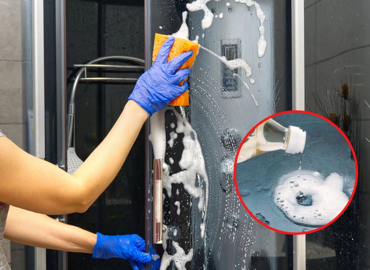Ocet skutecznie usuwa zacieki z kabiny prysznicowej