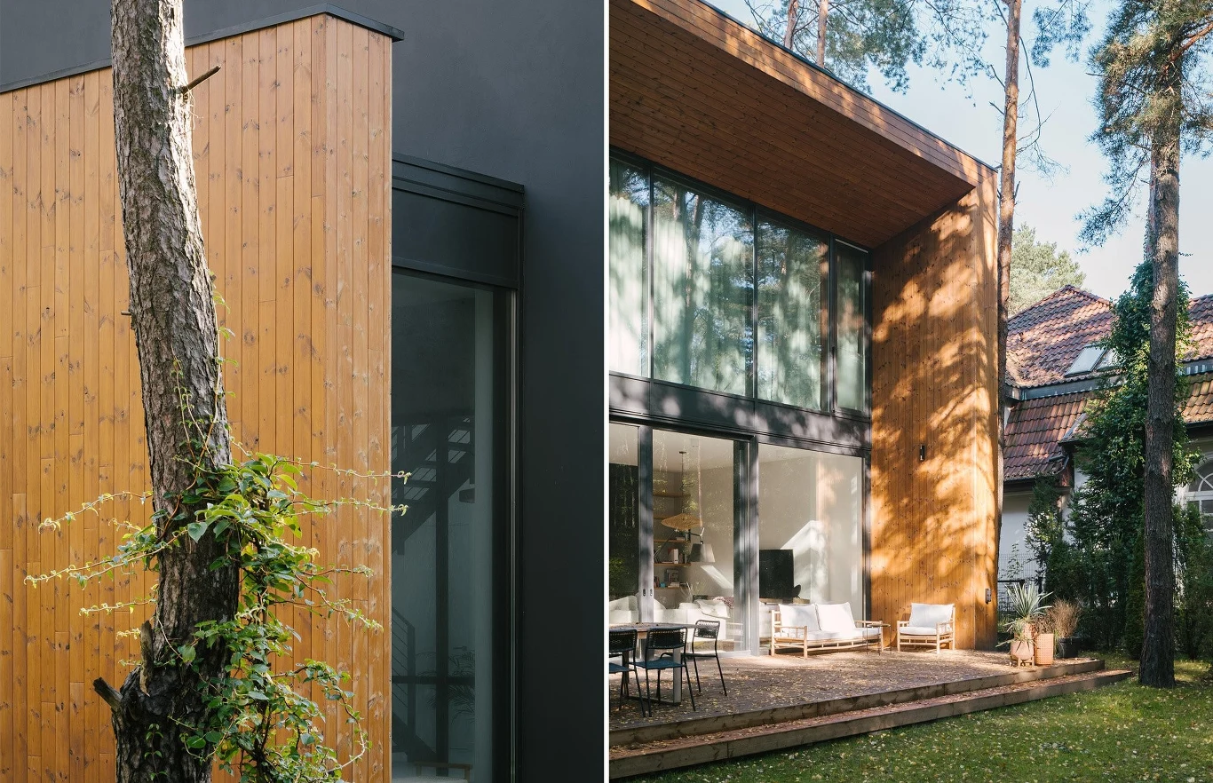 Tył domu jest w całości przeszklony