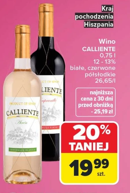 Напівсолодке вино Calliente