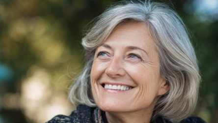 Dojrzała kobieta uśmiechnięta, ładne zęby