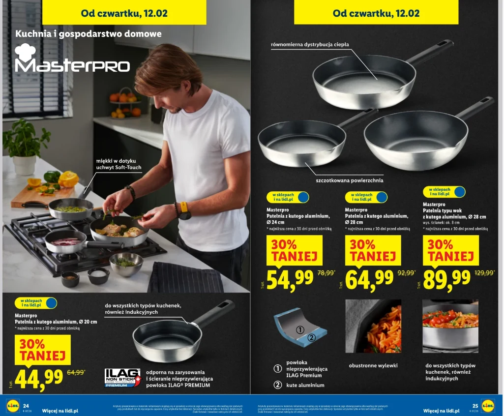 Patelnie z kutego aluminium. 30% taniej