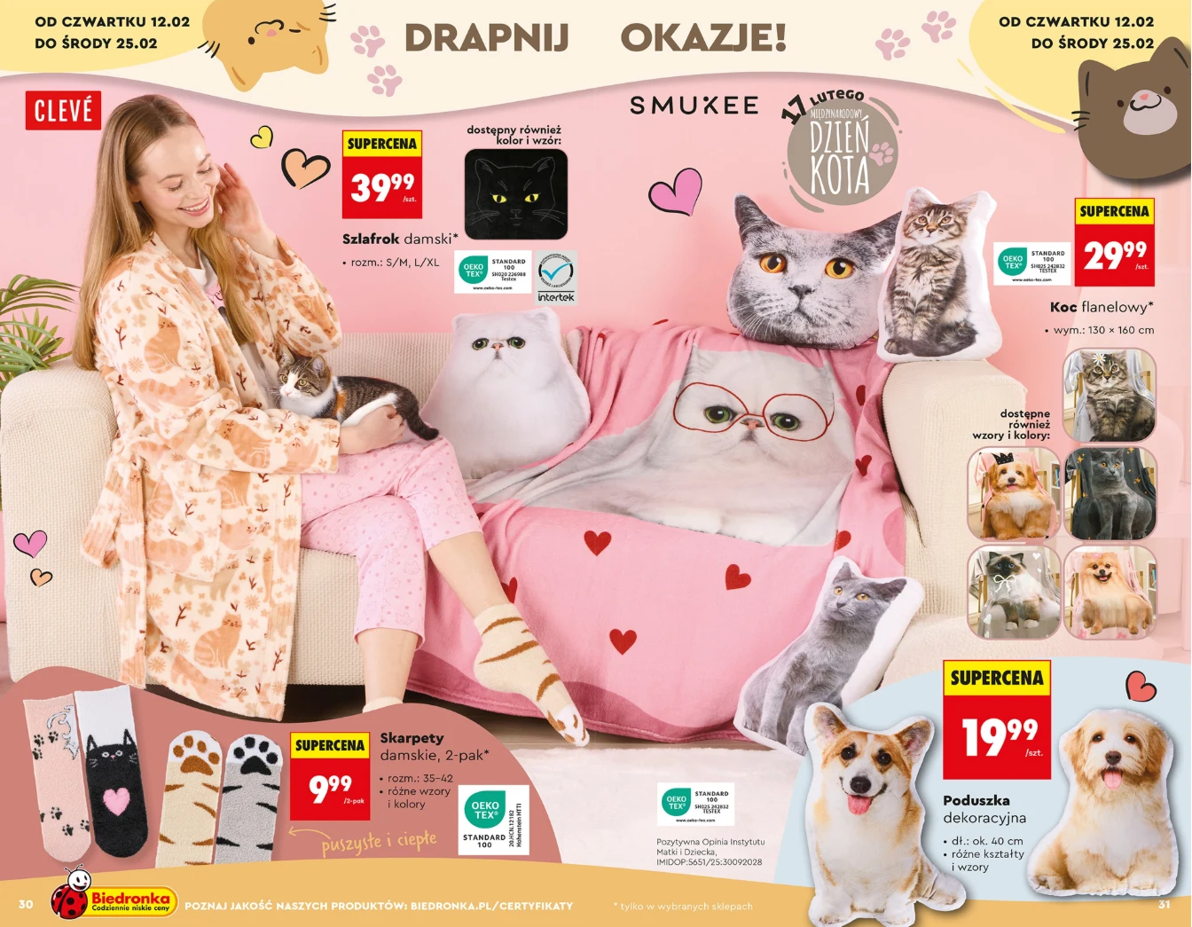 Biedronka świętuje Dzień Kota! Hity dla kociarzy od 12 lutego – kocyki, szlafroki, poduszki w supercenach