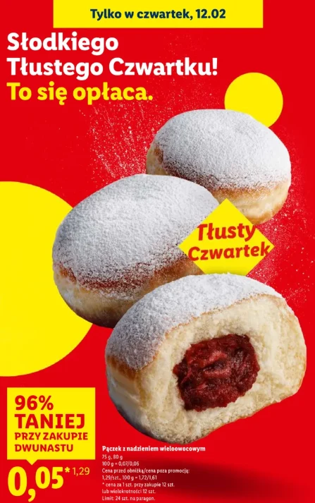 Tłusty Czwartek w Lidlu - pączki 96 % taniej i szeroki wybór smaków Tłusty Czwartek w Lidlu - pączki 96 % taniej i szeroki wybór smaków
