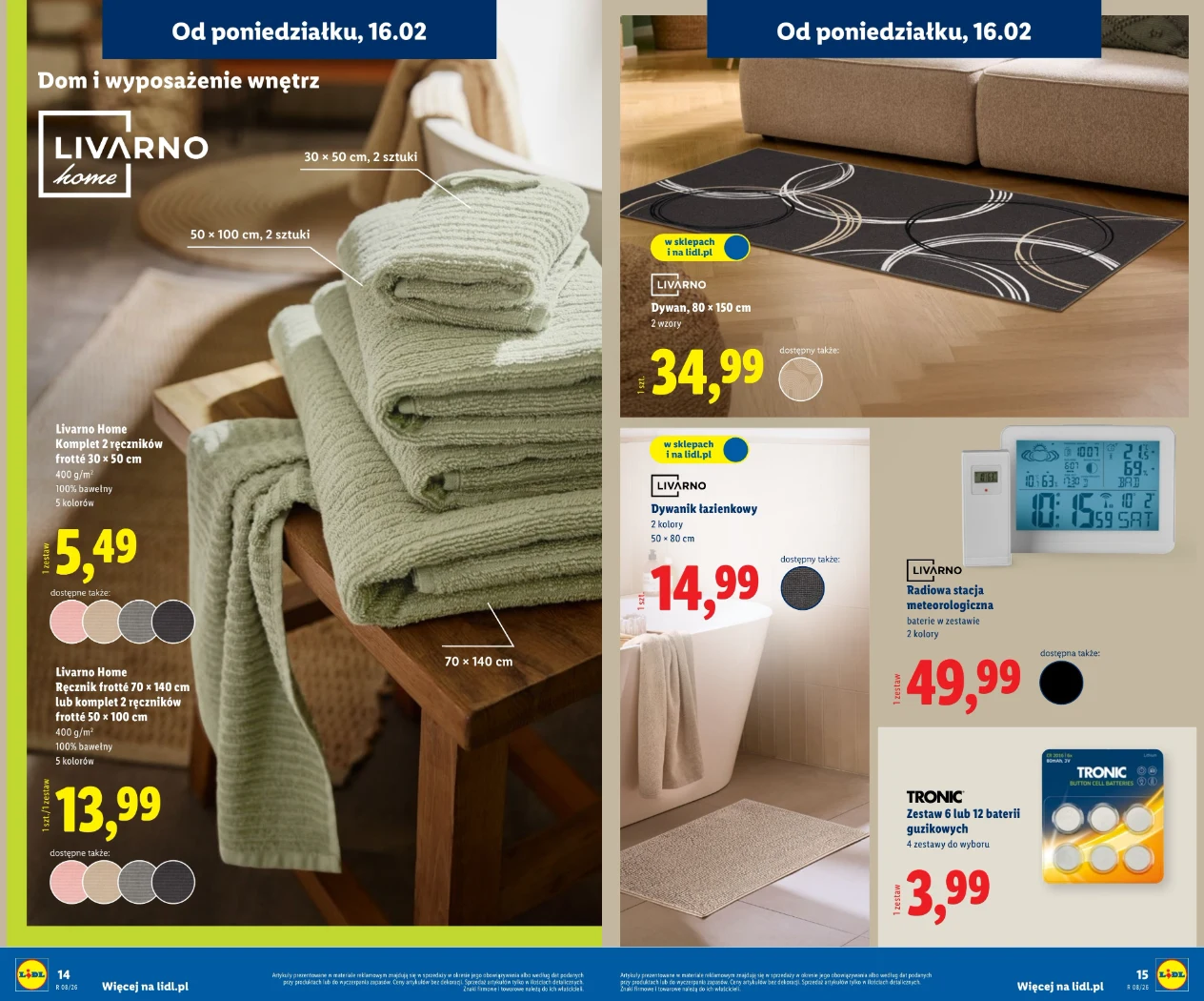 Kolekcja Livarno Home w Lidlu od 16.02 - ręczniki od 5,49 zł, dywany od 14,99 zł i praktyczne dodatki do domu