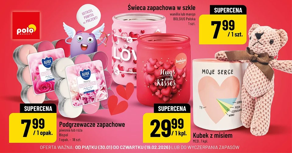 Walentynkowe świece, podgrzewacze i dekoracje w POLOmarkecie od 7,99 zł