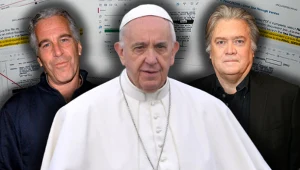 Były doradca prezydenta Donalda Trumpa Steve Bannon (z prawej) kontaktował się z Jeffreyem Epsteinem (z lewej) w celu chęci "zniszczenia papieża Franciszka"