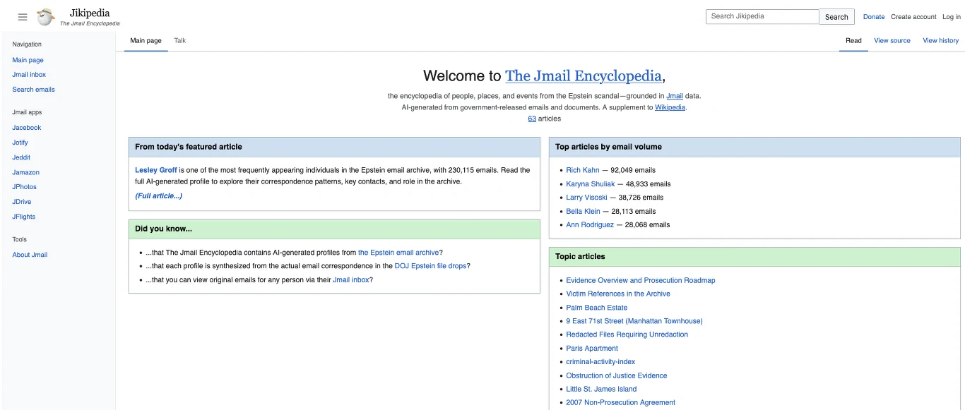 Strona główna internetowej encyklopedii zawierająca sekcje z polecanymi artykułami, ciekawostkami oraz popularnymi tematami dnia, rozmieszczone w czytelnych blokach na białym tle.