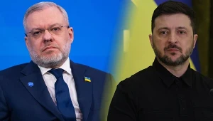 Ukraina. Narodowe Biuro Antykorupcyjne zatrzymało byłego ministra energetyki Hermana Hałuszczenko (z lewej)